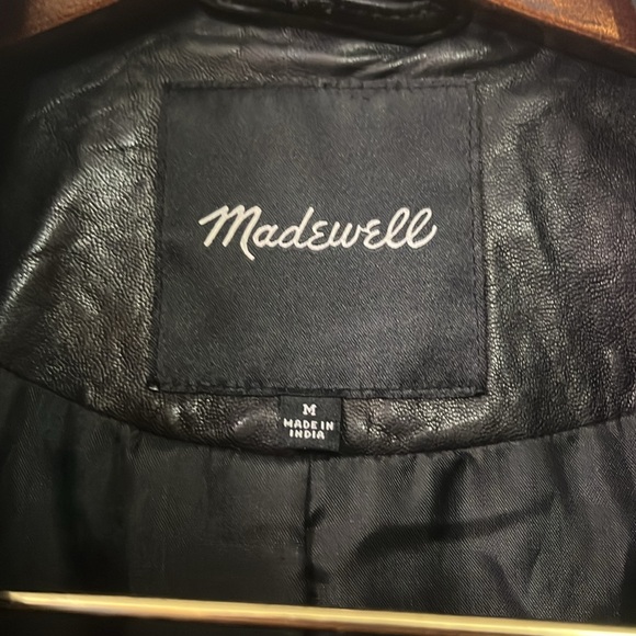 Madewell The Washed Leather Motorcycle Jacket in Trur Black size Medium - Picture 9 of 16